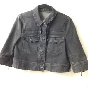 Theory black denim cropped jacket. Size S.